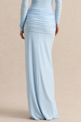 Flynne | Blue Wrapped Maxi Skirt With Sash