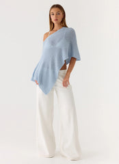Yas Knit Cape - Blue