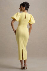 Dakota | Lemon Puff-Sleeve Midi Dress