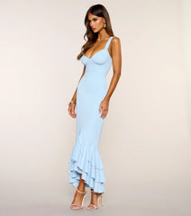 Sculpted Softly Ruffle Midi Dress