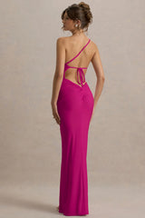 Dressing Up | Hot Pink One Shoulder Maxi Dress With Open Back Detail