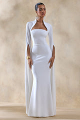 Esme | White Square-Neck Maxi Dress With Cape Sleeves