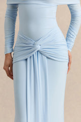 Flynne | Blue Wrapped Maxi Skirt With Sash