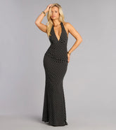 Major Charm Polka Dot Halter Maxi Dress