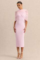 Mirana | Light Pink High-Neck Midi-Dress