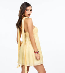 Demi Crinkle Satin Strapless Mini Dress