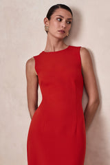 Astrelle | Red Crew-Neck Maxi Dress