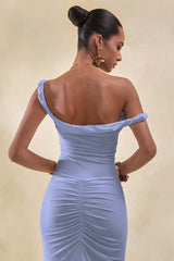Kesia | Blue Twisted Asymmetric Thong Bodysuit