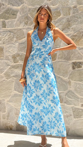 Solange Maxi Dress - Blue Floral