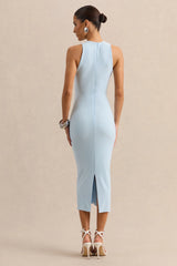 Mirana | Powder Blue High-Neck Midi-Dress