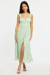 Green Midi Dress Burn Out