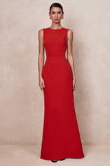 Astrelle | Red Crew-Neck Maxi Dress