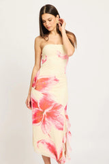 Yellow Floral Bodycon Dress Mesh Floral