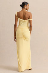 Idris | Lemon Twisted Waist Maxi Skirt With Front Split