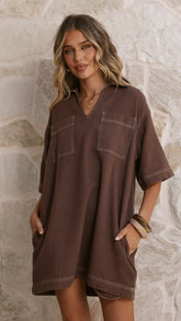 Ilia Denim Mini Dress - Chocolate