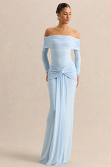 Flynne | Blue Wrapped Maxi Skirt With Sash