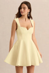 Katya | Lemon Sweetheart-Neck Skater Mini Dress