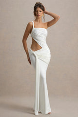 Giovanna | White Asymmetric Maxi Dress With Wrap Skirt