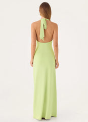 Cristal Halter Maxi Dress - Lime