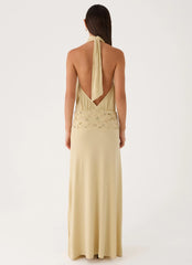 Donyale Halter Maxi Dress - Pale Olive