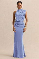 Umaira | Powder Blue High-Neck Maxi Dress