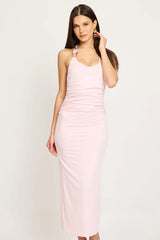 Pink Bodycon Dress Halter Neck