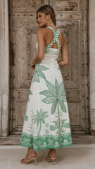 Sella Maxi Dress - Sage Palm Print