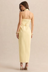 Hana | Lemon Plunge-Neck Tailored Maxi Dress