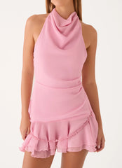 Kellsa Cowl Neck Mini Dress - Pink