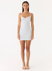 Last Light Mini Dress - Porcelain Blue Polka Dot