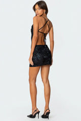 Cowl Neck Velvet Mini Dress