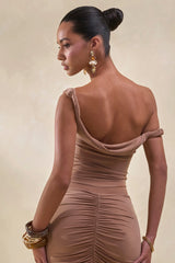 Kesia | Brown Twisted Asymmetric Thong Bodysuit