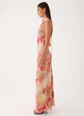 Keena Chiffon Scarf Maxi Dress - Botanic Cheetah