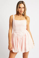 Pink Fit And Flare Dress Mini Burn Out