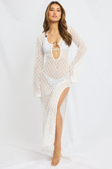 White Cut Out Beach Dress