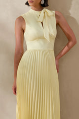 Avalon | Lemon Midi Dress With Pleated Skirt And Bow-Detail