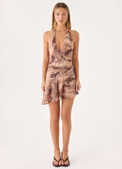 Lanthe Halter Mini Dress - Golden Tiger