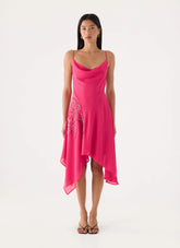 Pirama Beaded Midi Dress - Fuchsia