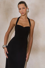 Heloira | Black Sweetheart-Neck Maxi Dress