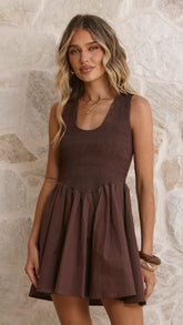 Amira Mini Dress - Chocolate
