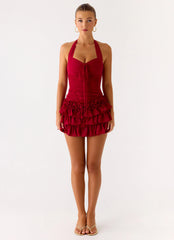 Someone Else Halter Top - Dark Cherry