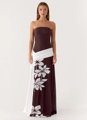 Palomar Strapless Maxi Dress - Chocolate Tropic Floral