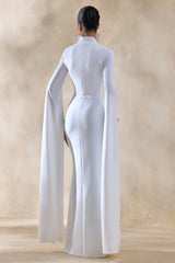 Esme | White Square-Neck Maxi Dress With Cape Sleeves