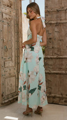 Madelyn Maxi Dress - Aqua/White Floral