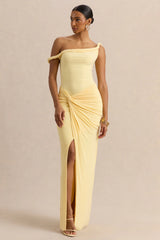 Idris | Lemon Twisted Waist Maxi Skirt With Front Split