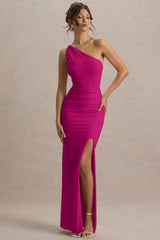 Dressing Up | Hot Pink One Shoulder Maxi Dress With Open Back Detail