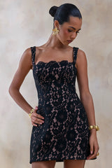 Orelisse | Black Lace Square-Neck Mini Dress