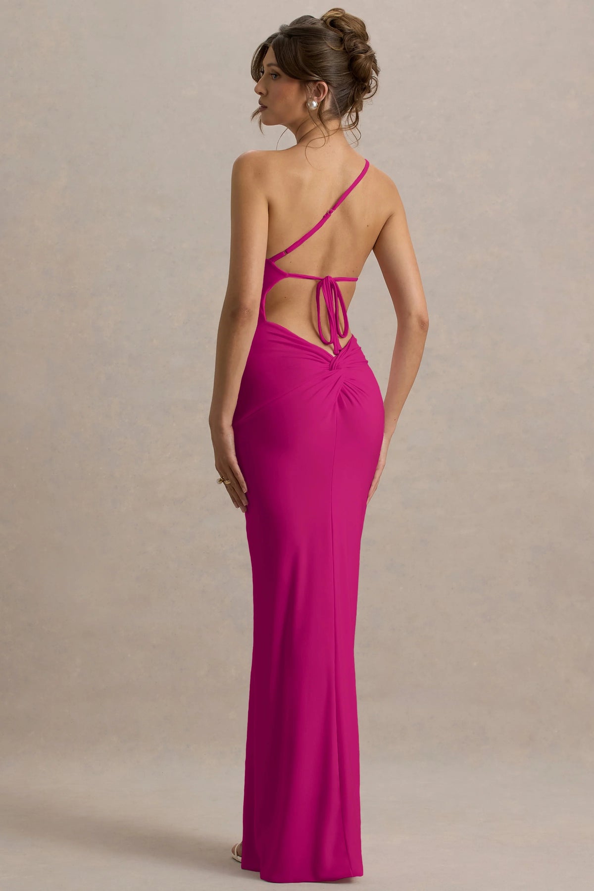 Dressing Up | Hot Pink One Shoulder Maxi Dress With Open Back Detail