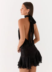 Willow Chiffon Mini Dress - Black
