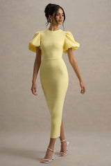 Dakota | Lemon Puff-Sleeve Midi Dress